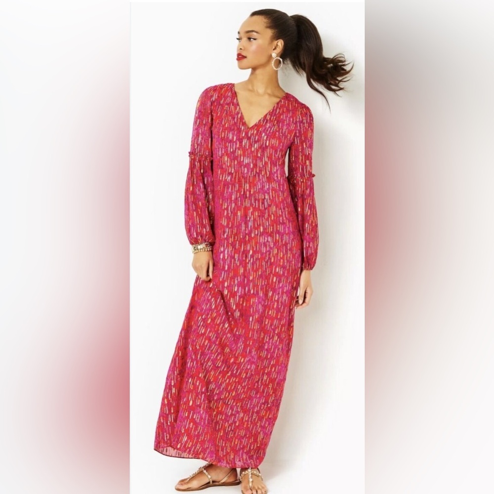 Lilly Pulitzer Cleme Maxi Dress Amaryllis Red Secret Hideaway Size 2